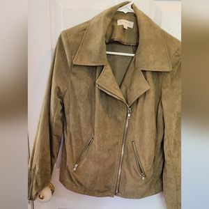 Olive green moto soft jacket from boutique